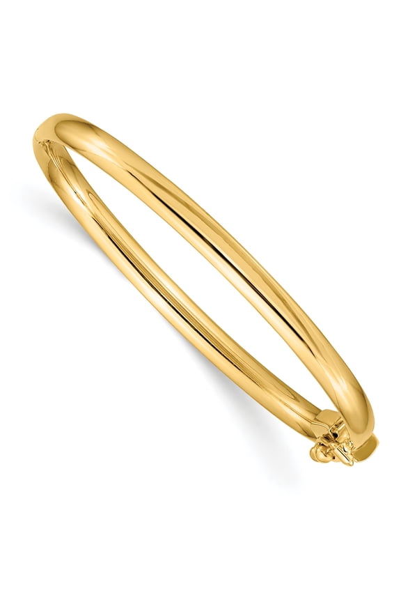 14K Yellow Gold Polished 3.75mm Hinged Safety Clasp Baby Bangle Bracelet Jewelry