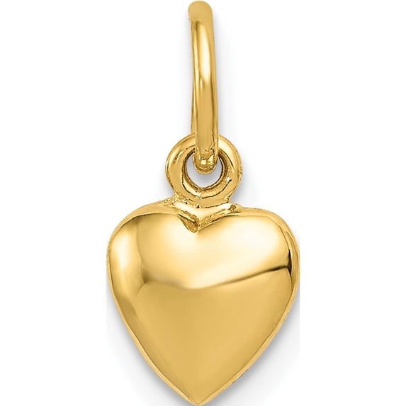 14K Yellow Gold Polished 3-D Puffed Heart Charm (14 X 7) Made In United States k795