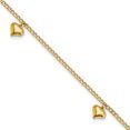 thumbnail image 1 of 14K Yellow Gold Polished 3 Puffed Heart 9In Plus 1In Ext Anklet (9 X 9) Made In Turkey ank308-9, 1 of 5