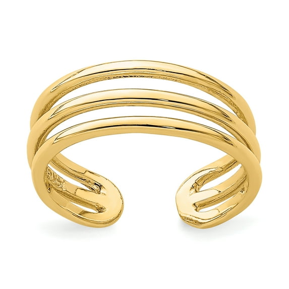 14K Yellow Gold Polished 3 Row Toe Ring