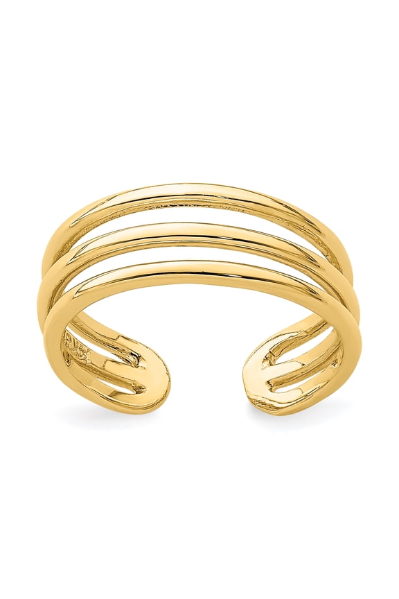 14K Yellow Gold Polished 3 Row Toe Ring
