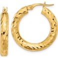 thumbnail image 1 of 14K Yellow Gold Polished 4Mm Diamond-Cut Hoop Earrings (Width 24.2) (Length 25.3) - Jbsp, 1 of 5