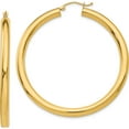 thumbnail image 1 of 14K Yellow Gold Polished 4mm Lightweight Tube Hoop Earrings (50 X 4) Made In Peru t952l, 1 of 6