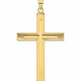 thumbnail image 1 of 14K Yellow Gold Polished And Line Design Solid Cross Pendant (60.12 X 35) Made In United States -Jewelry By Sweet Pea, 1 of 3