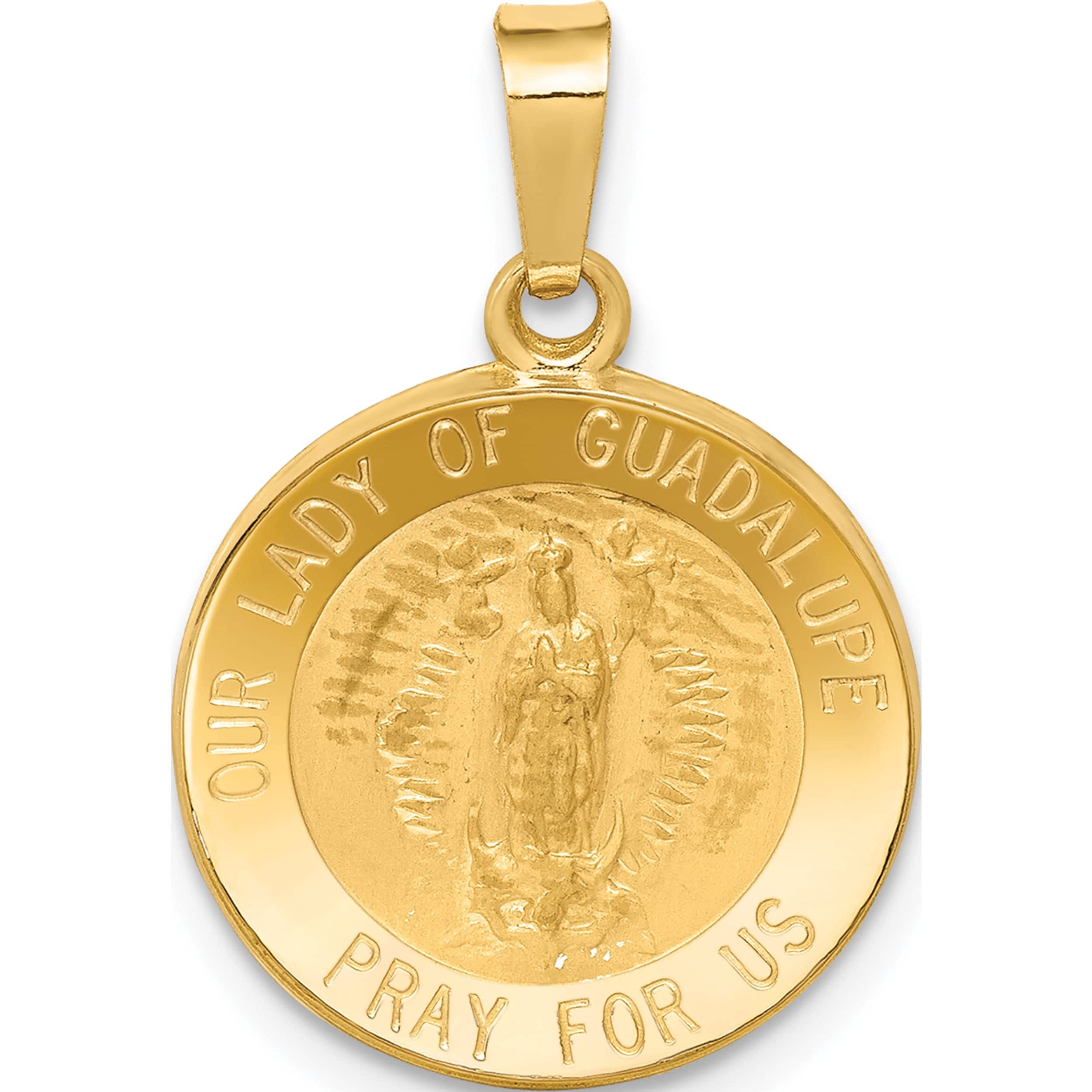 14K Yellow Gold Polished And Satin Our Lady Guadalupe Medal Hollow ...