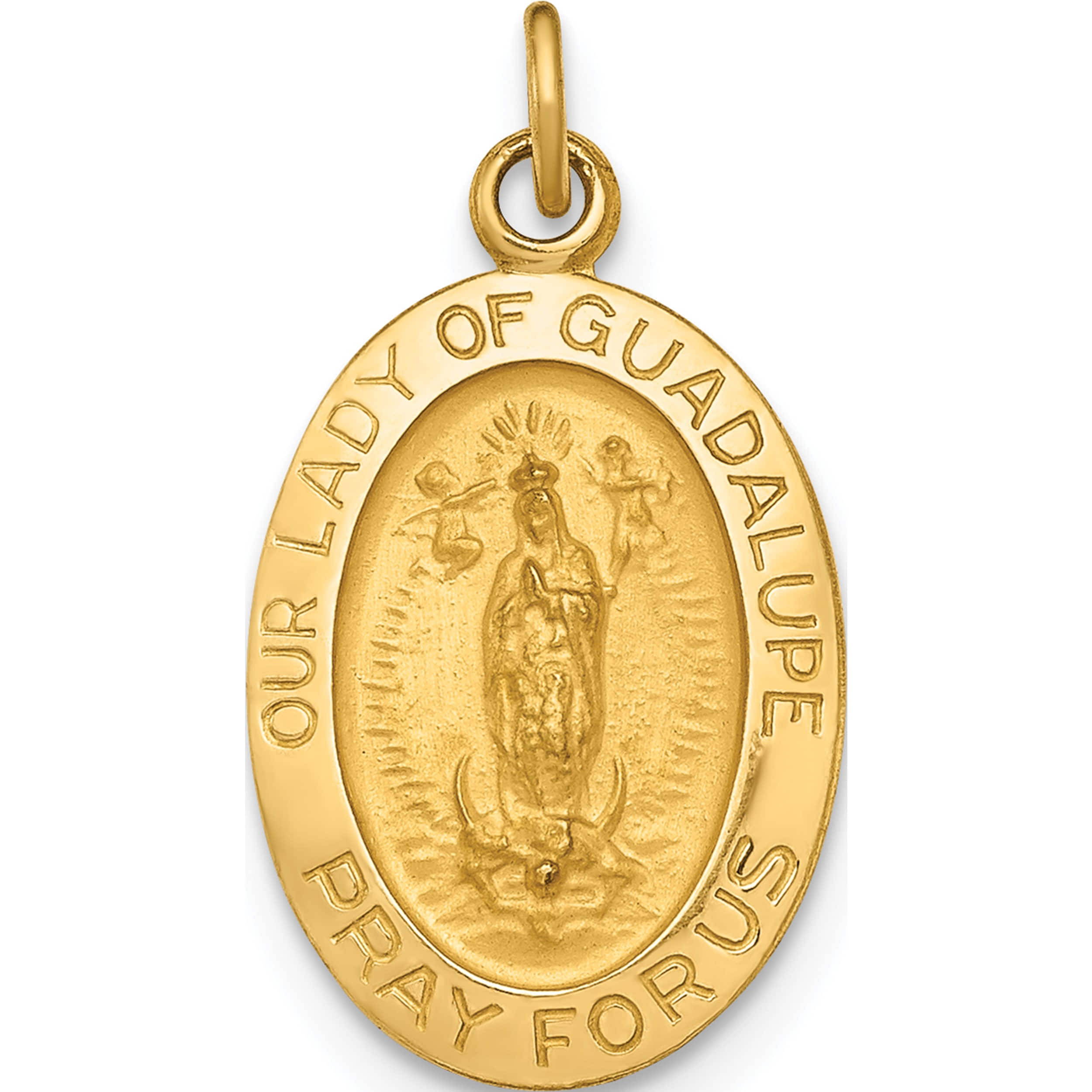 14K Yellow Gold Polished And Satin Our Lady Of Guadalupe Medal Pendant ...