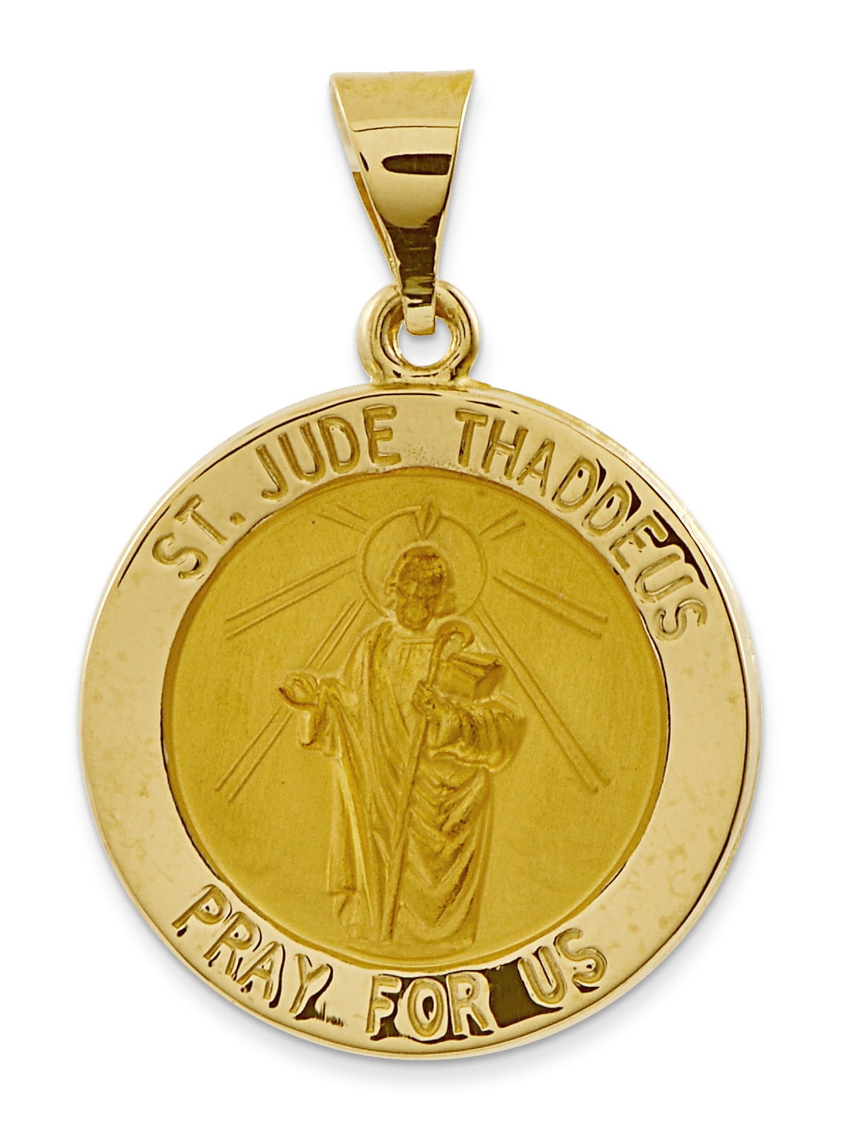 14K Yellow Gold Polished And Satin St Jude Thaddeus Medal Hollow ...