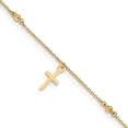 thumbnail image 1 of 14K Yellow Gold Polished And Textured Cross 9In Plus 1In Ext. Anklet Made In Turkey ank267-9, 1 of 5