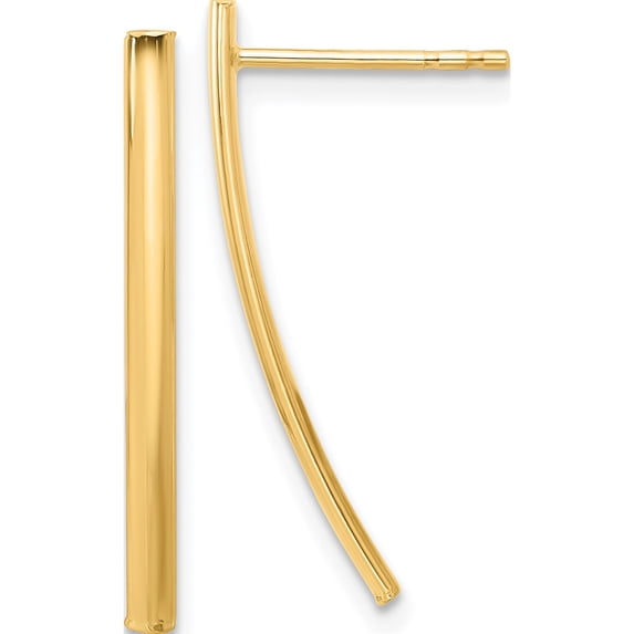 14K Yellow Gold Polished Bar Post Earrings (Width 2) (Length 25.4) - Jbsp