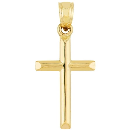 14K Yellow Gold Polished Basic Cross Pendant - Women