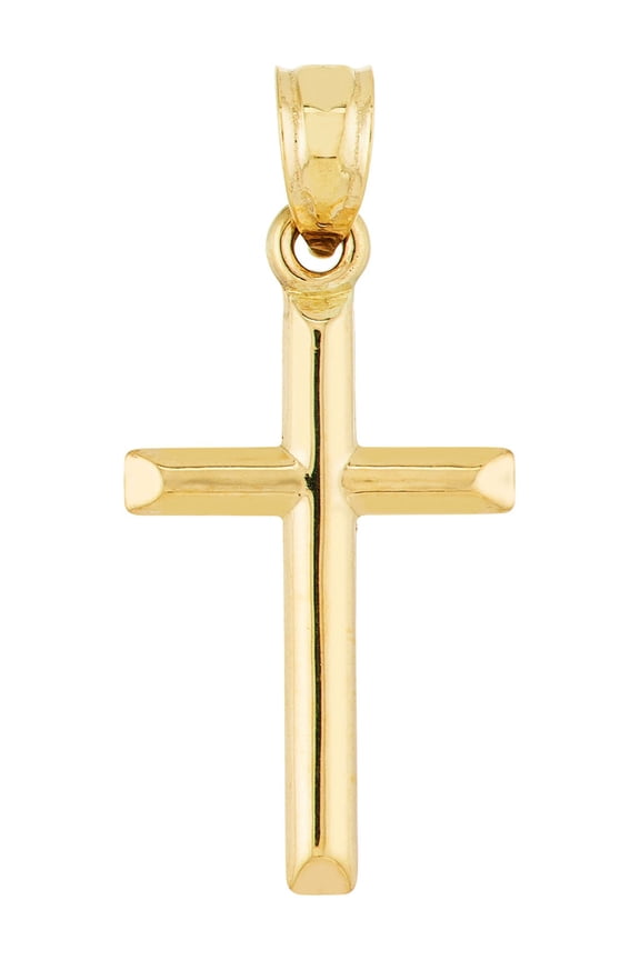 14K Yellow Gold Polished Basic Cross Pendant - Women
