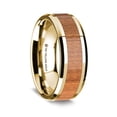 thumbnail image 1 of 14K Yellow Gold Polished Beveled Edges Wedding Ring with Sapele Wood Inlay - 8 mm, 1 of 1