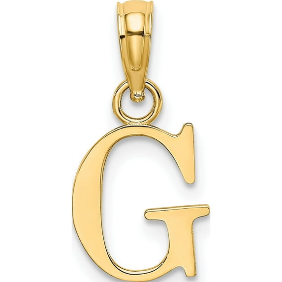 14K Yellow Gold Polished Block Letter G Initial Pendant Made In United States k6423g