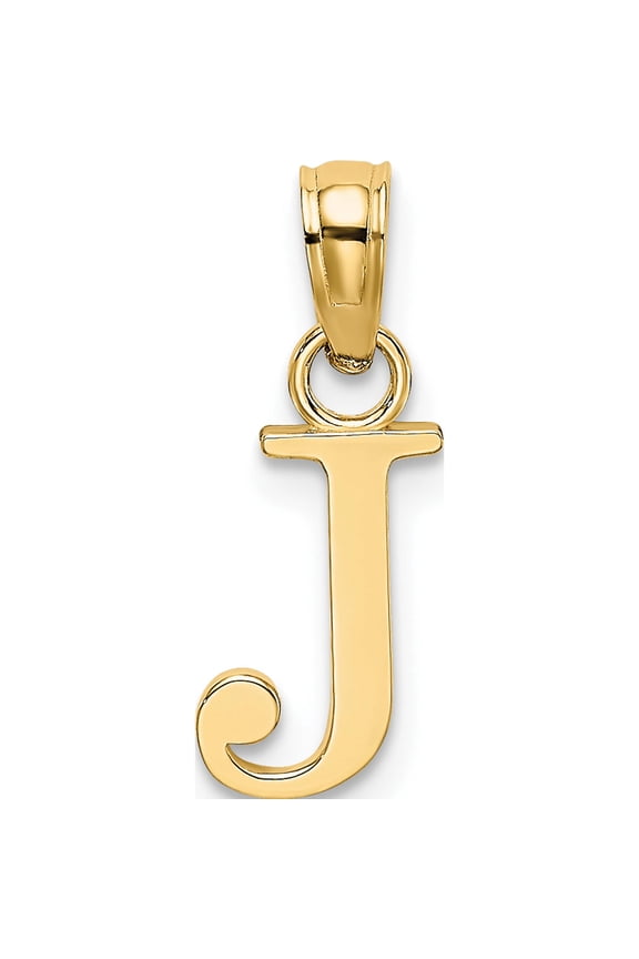 14K Yellow Gold Polished Block Letter J Initial Pendant Made In United States k6423j