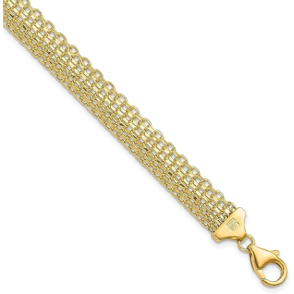 14K Yellow Gold Polished Bracelet - 7.5"- Made In Italy - 6.2gm