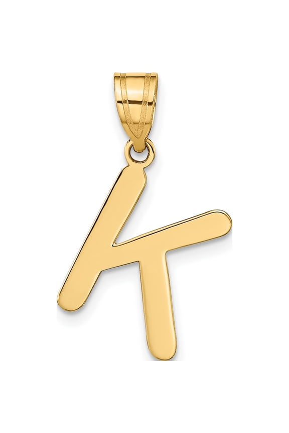 14K Yellow Gold Polished Bubble Letter K Initial Pendant - Jbsp