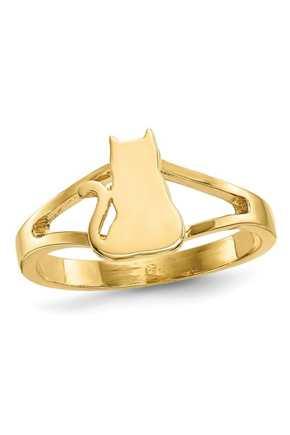Gem & Harmony 14K Yellow Gold Polished Cat Ring for Women
