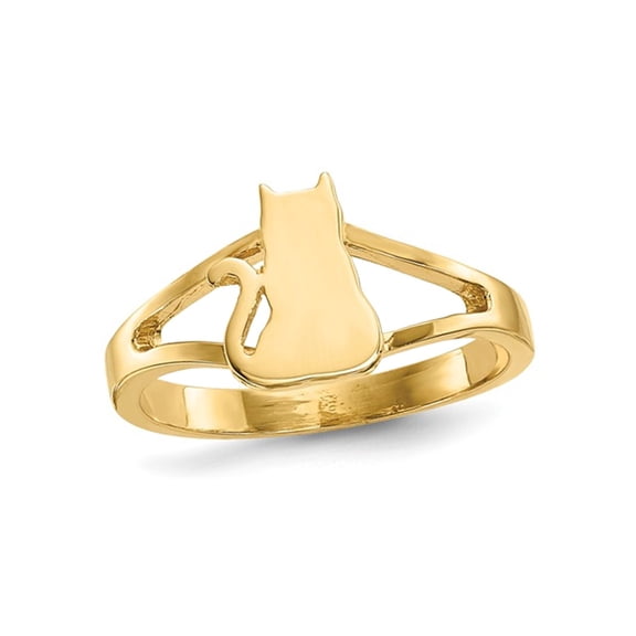 Gem & Harmony 14K Yellow Gold Polished Cat Ring for Women