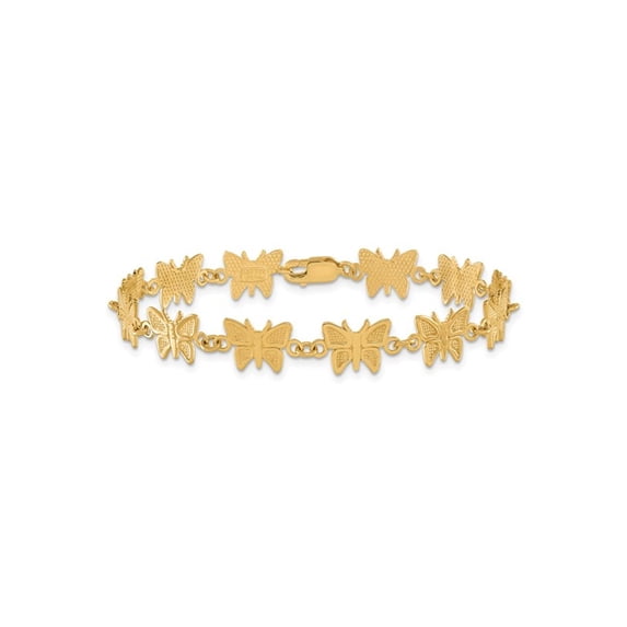 Gem & Harmony 14K Yellow Gold Polished Charm Butterfly Bracelet (7.00 inches) for Women