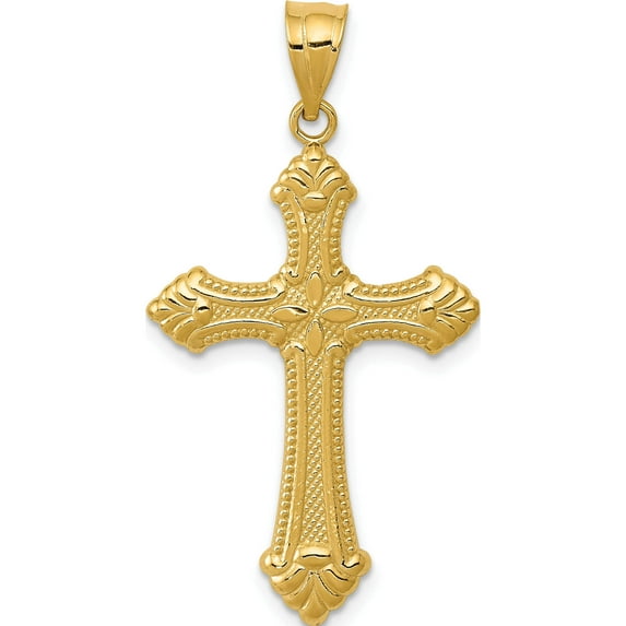 14K Yellow Gold Polished Cross Pendant (37 X 20) Made In United States d1523
