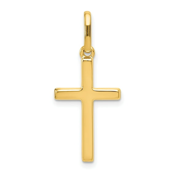 14K Yellow Gold Polished Cross Pendant for Women & Men – Classic Religious Charm, 30mm Length, Lightweight & Elegant