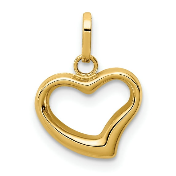 14K Yellow Gold Polished Cut-Out Puffed Heart Charm Pendant