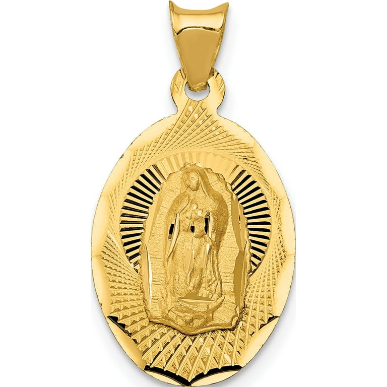 14K Gold Polished D/C Lady Of Guadalupe Oval Pendant 14K Gold Polished D/C Lady Of Guadalupe Oval Pendant
