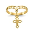 thumbnail image 1 of Gem & Harmony 14K Yellow Gold Polished Dangle Cross Charm Ring for Women, 1 of 6
