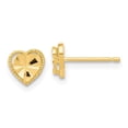 thumbnail image 1 of 14K Yellow Gold Polished Diamond-Cut Heart Post Earrings, 1 of 1