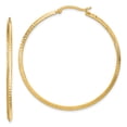 thumbnail image 1 of 14K Yellow Gold Polished Diamond-Cut Hoop Earrings, 1 of 7