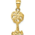 thumbnail image 1 of 14K Yellow Gold Polished Diamond-Cut Palm Tree Pendant (25 X 10) Made In United States k6078, 1 of 6