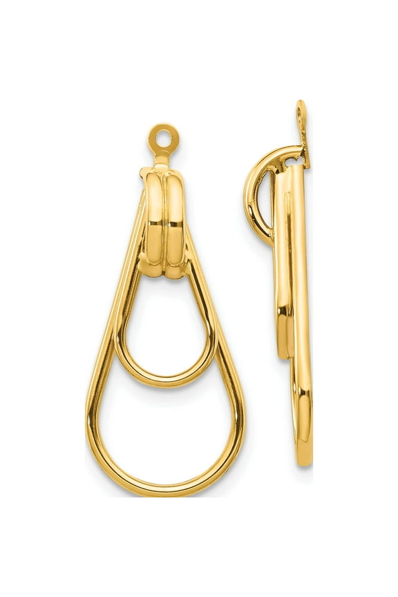14K Yellow Gold Polished Double Teardrop Earring Jackets (28 X 12) Made In United States t581j