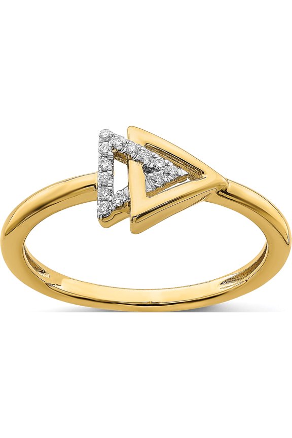 14K Yellow Gold Polished Double Triangle Diamond Ringsize 7 - Jbsp