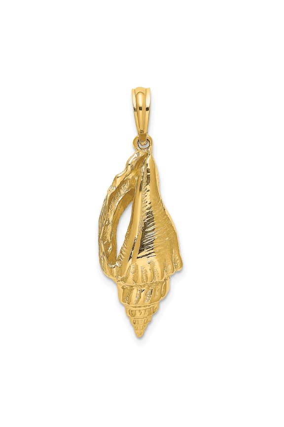 Fine Jewelry 14K Yellow Gold Polished Elongated Shell Charm for Women (L - 33 mm, W - 10.25 mm)