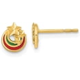 thumbnail image 1 of 14K Yellow Gold Polished Enameled with Diamond Cut Stars Post Earrings - 7.25mm, 1 of 6