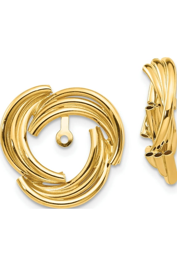 14K Yellow Gold Polished Fancy Earring Jackets (17 X 16) Made In Peru t573j