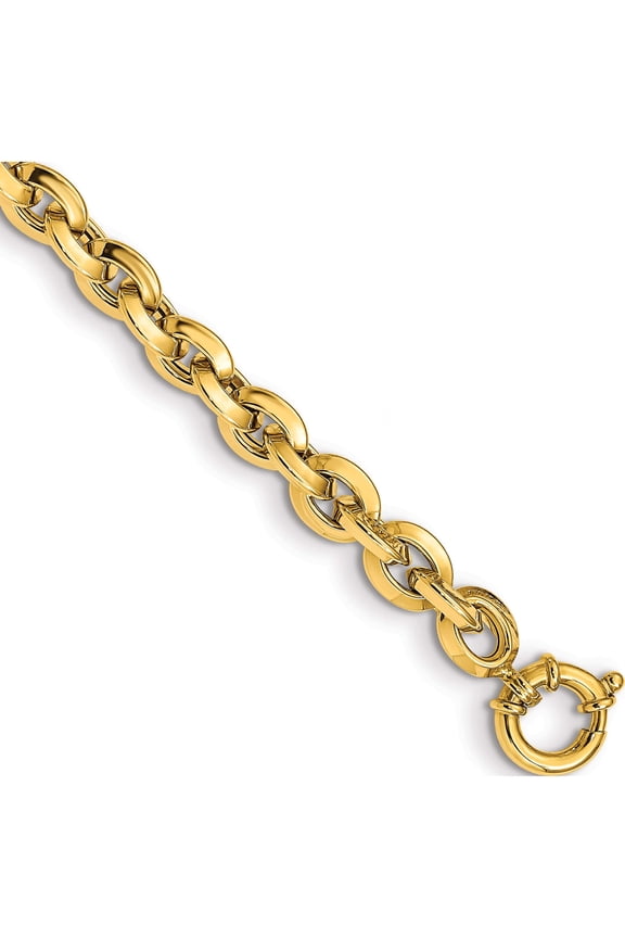 14K Yellow Gold Polished 7.9mm Fancy Knife-edge Rolo Link 8 inch Bracelet