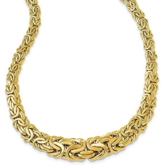 14K Yellow Gold Polished Fancy Link Necklace - 17"- Made In Italy Chain