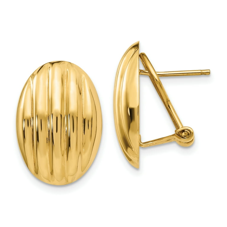 14K Yellow Gold Polished Fancy Omega Back Post Earrings Walmart
