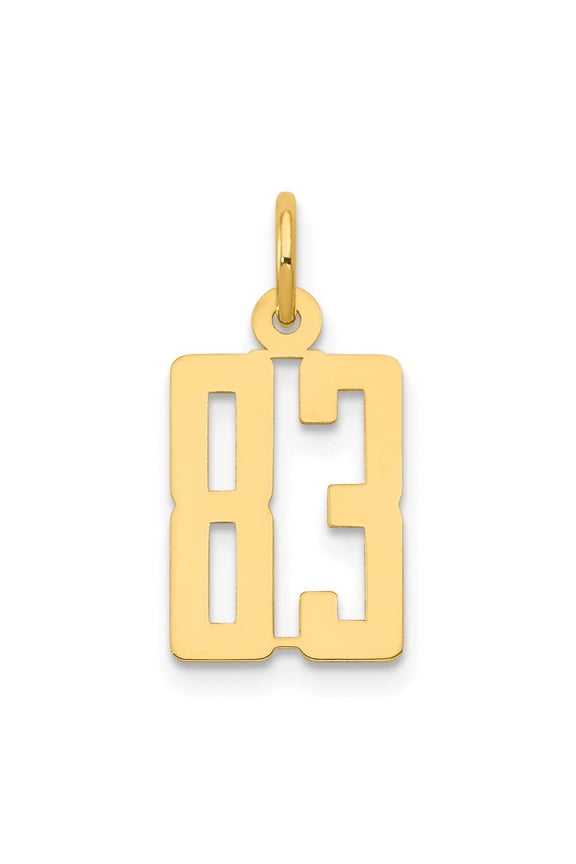 14K Yellow Gold Polished Finish Small Size Elongated Shape Number 83 Charm Pendant