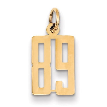 14K Yellow Gold Polished Finish Small Size Elongated Shape Number 89 Charm Pendant
