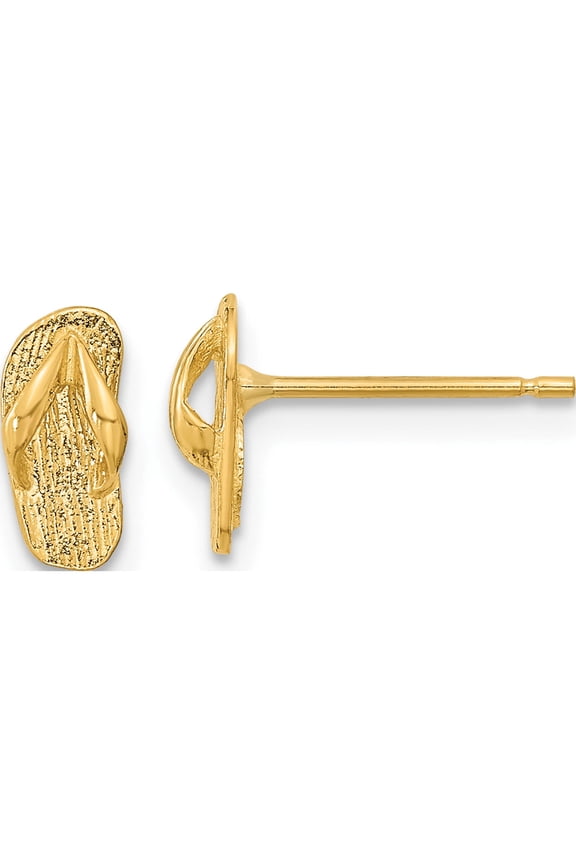 14K Yellow Gold Polished Flip-Flop Post Earrings