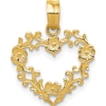 thumbnail image 1 of 14K Yellow Gold Polished Floral Border Heart Pendant (19 X 15) Made In Peru c2922, 1 of 6