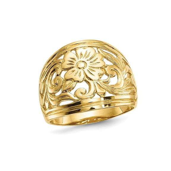Gem & Harmony 14K Yellow Gold Polished Floral Ring for Women
