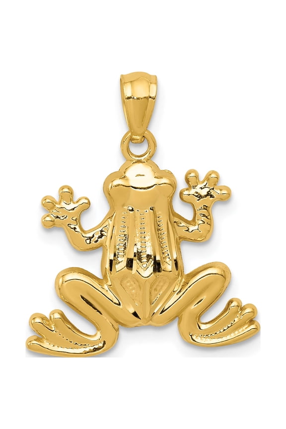 14K Yellow Gold Polished Frog Pendant (23 X 18) Made In United States c4038