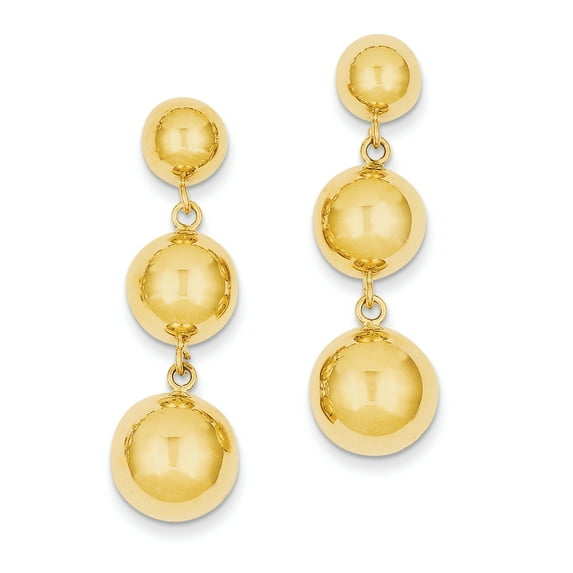 14K Yellow Gold Polished Half Ball Dangle Earrings