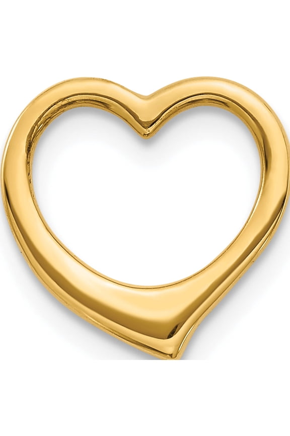 14K Yellow Gold Polished Heart Chain Slide (12 X 11) Made In United States c2917