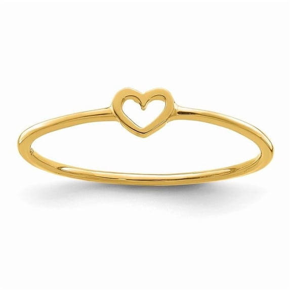 14K Yellow Gold Polished Heart Ring - Size 7