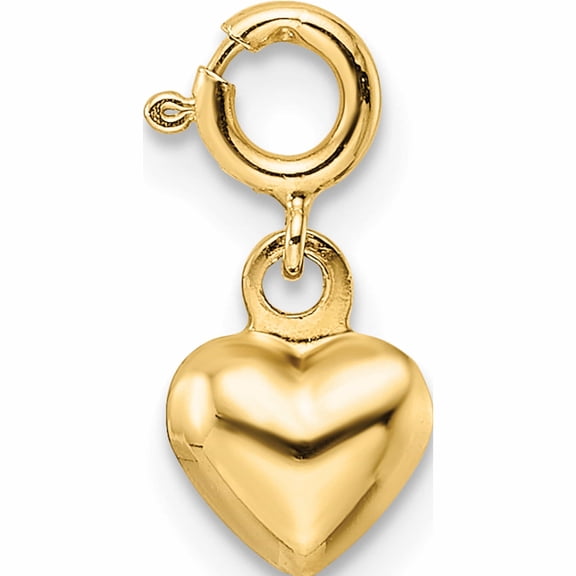 Jewelry by Sweet Pea 14K Yellow Gold Polished 3-D Puffed Heart with Spring Ring Clasp Charm
