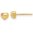 thumbnail image 1 of 14K Yellow Gold Polished Heart with CZ Post Earrings - 4mm, 1 of 6